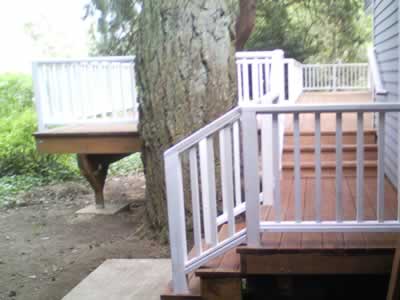 completed deck around fir